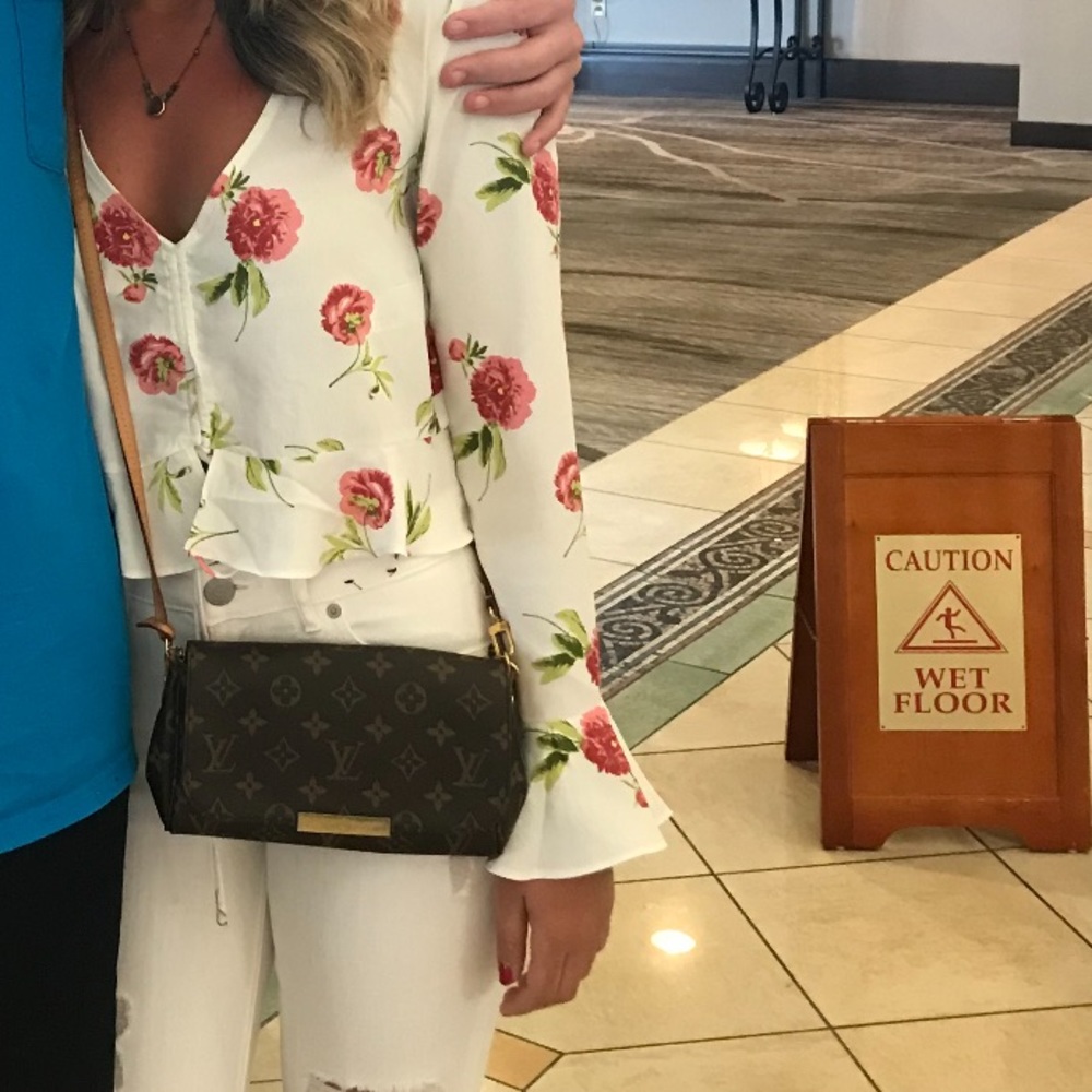 White pink floral shirt